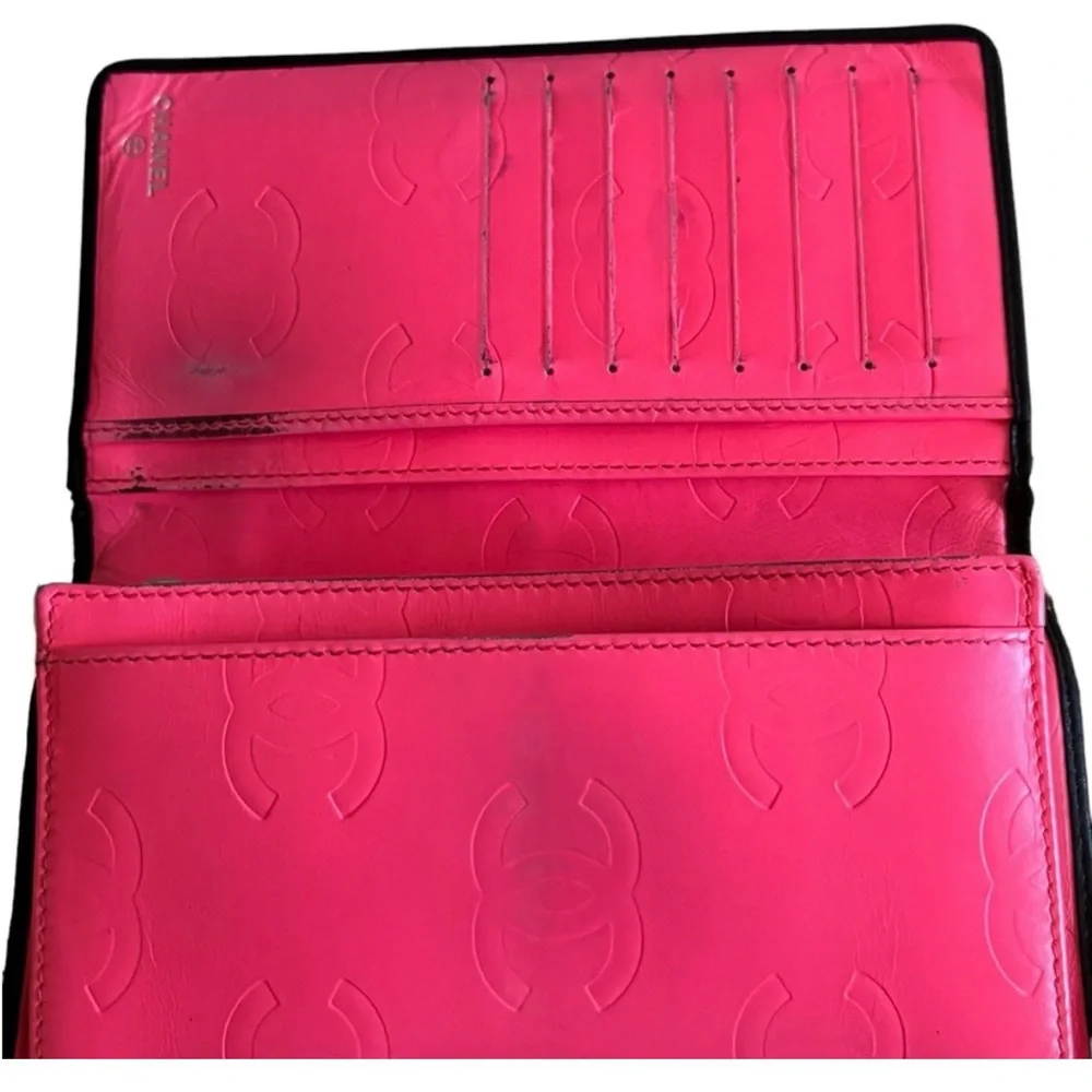 Chanel Cambon Line CC Quilted Long Wallet – Black Calfskin / Pink Interior